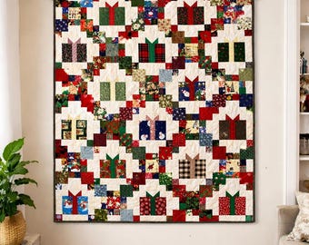 Christmas Present Quilt Pattern | Holiday Patchwork Throw (60x72) (PDF Pattern)