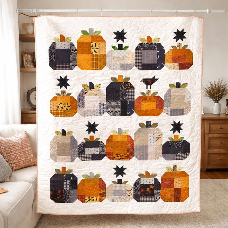 Pumpkin Patch Magic Quilt Pattern | Autumn Patchwork Throw (PDF ...