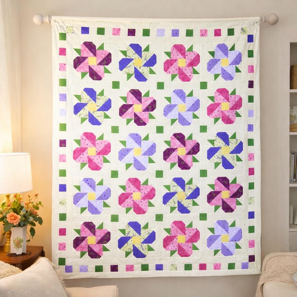 Pocket Full of Posies Quilt Pattern | Floral Patchwork Baby, Lap Sizes ...
