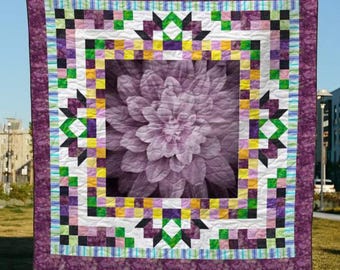 Twilight Blossom Quilt Pattern | Floral Patchwork Throw (Digital PDF Download)