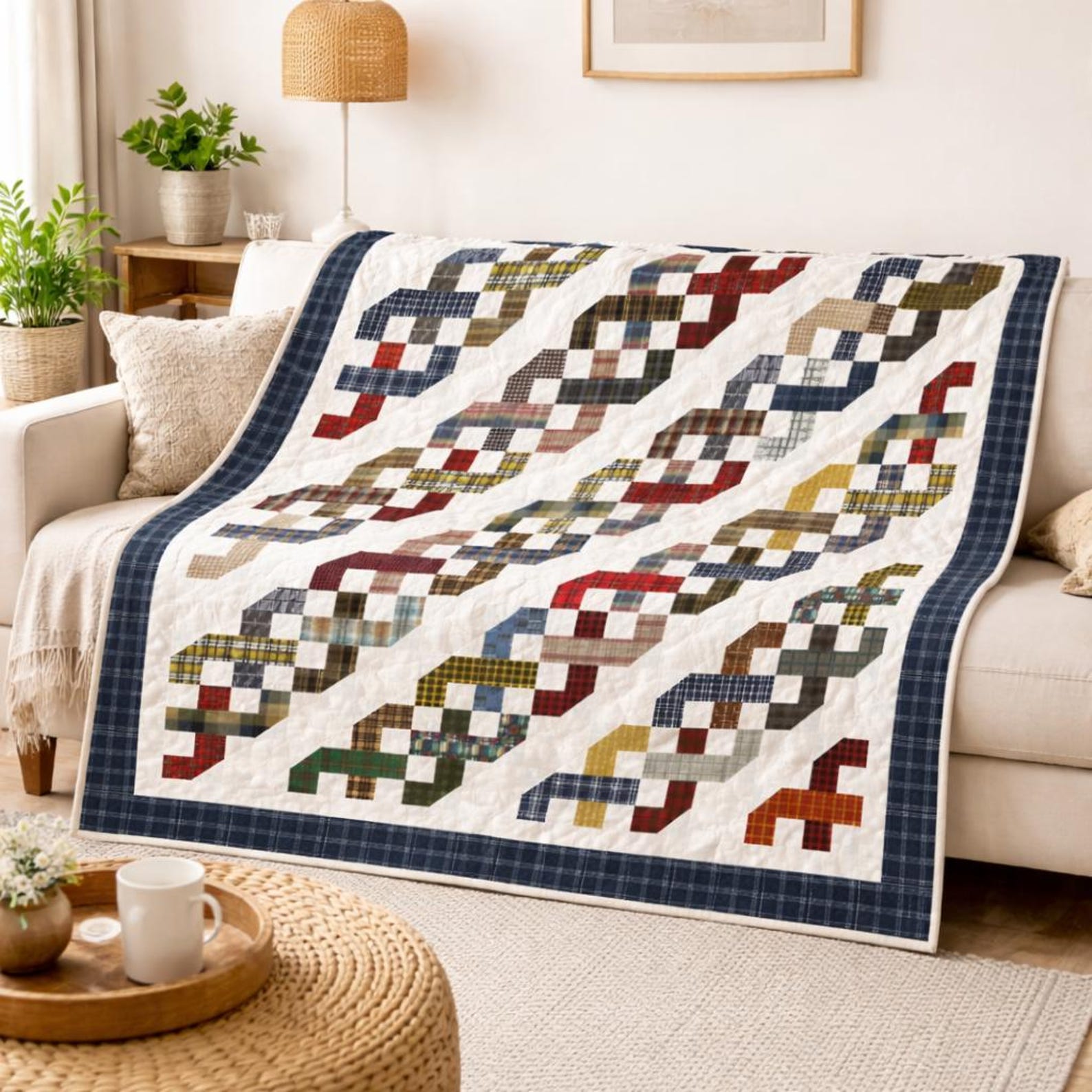 Interwoven Memories Quilt Pattern | Plaid Scrap Patchwork, King Size ...