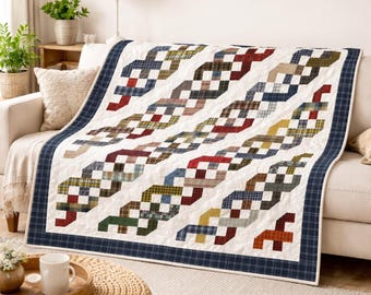 Interwoven Memories Quilt Pattern | Plaid Scrap Patchwork, King Size (PDF Download)
