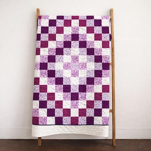 Butterfly Kisses Quilt Pattern | Purple Floral Patchwork, Twin Size (PDF Download)