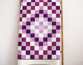 Butterfly Kisses Quilt Pattern | Purple Floral Patchwork, Twin Size (PDF Download)