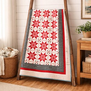 Scarlet Radiance Quilt Pattern PDF | Queen Size 90 x 103 | Elegant Patchwork Quilt | Bed Quilt Pattern | Instant Download image 2