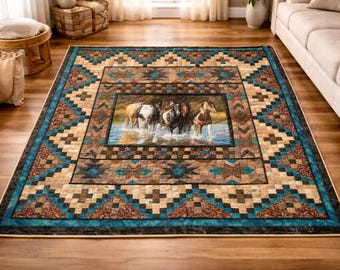 Wzór na kołdrę Spirit of the West w formacie PDF | Rozmiar king size 102 x 102 | Kołdra w stylu western patchwork | Wzór na kołdrę na łóżko | Natychmiastowe pobranie