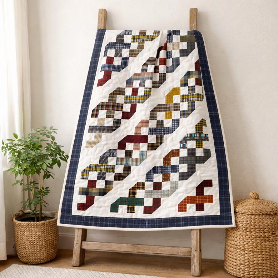 Interwoven Memories Quilt Pattern | Plaid Scrap Patchwork, King Size ...