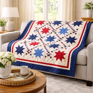 Proud Stars Quilt Pattern | King Size Star Patchwork (PDF Download)