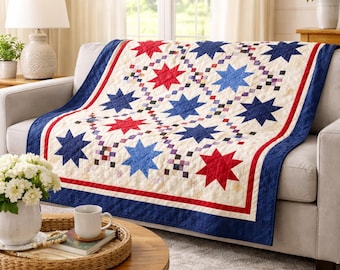 Modello trapunta Proud Stars / Patchwork a stelle king size (download PDF)