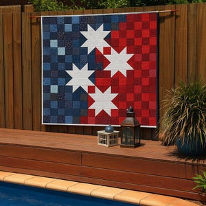Americana Brilliance Quilt Pattern PDF | Patriotic Star Quilt Design | Lap, Twin, Queen, King | Scrappy Flag Style Digital Download image 5