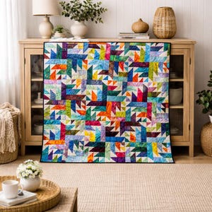 Enchanted Garden Quilt Pattern | Modern Patchwork, Lap Throw King Sizes (PDF Pattern)