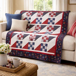 Patriotic Quilt Pattern | Freedom Flight Americana Design (PDF Download)