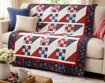 Patriotic Quilt Pattern | Freedom Flight Americana Design (PDF Download)