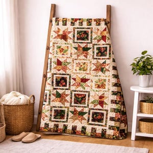 Star & Framed Blocks Quilt Pattern | Lexington Throw Size (PDF Download)