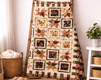 Star & Framed Blocks Quilt Pattern | Lexington Throw Size (PDF Download)