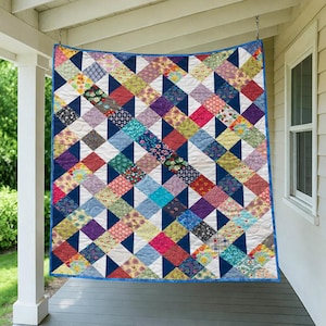 Colorful Corners Mini Quilt Pattern | Scrap Fabric Patchwork (PDF Pattern)