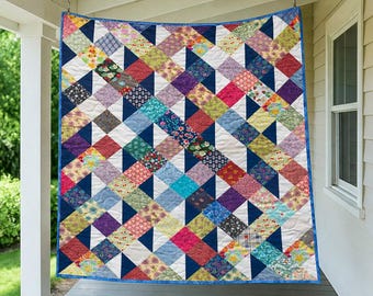 Mönster för miniquilt i färgglada hörn | Patchwork av tygbitar (PDF-mönster)