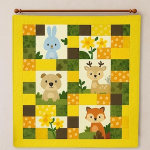 Patrón de edredón para bebé Forest Pals / Edredón para cuna con animales del bosque (descarga digital)