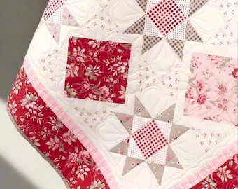 Blossom Serenade Quilt Pattern PDF | Floral Patchwork Quilt | 78 x 90 | Bed Size Quilt | Instant Download