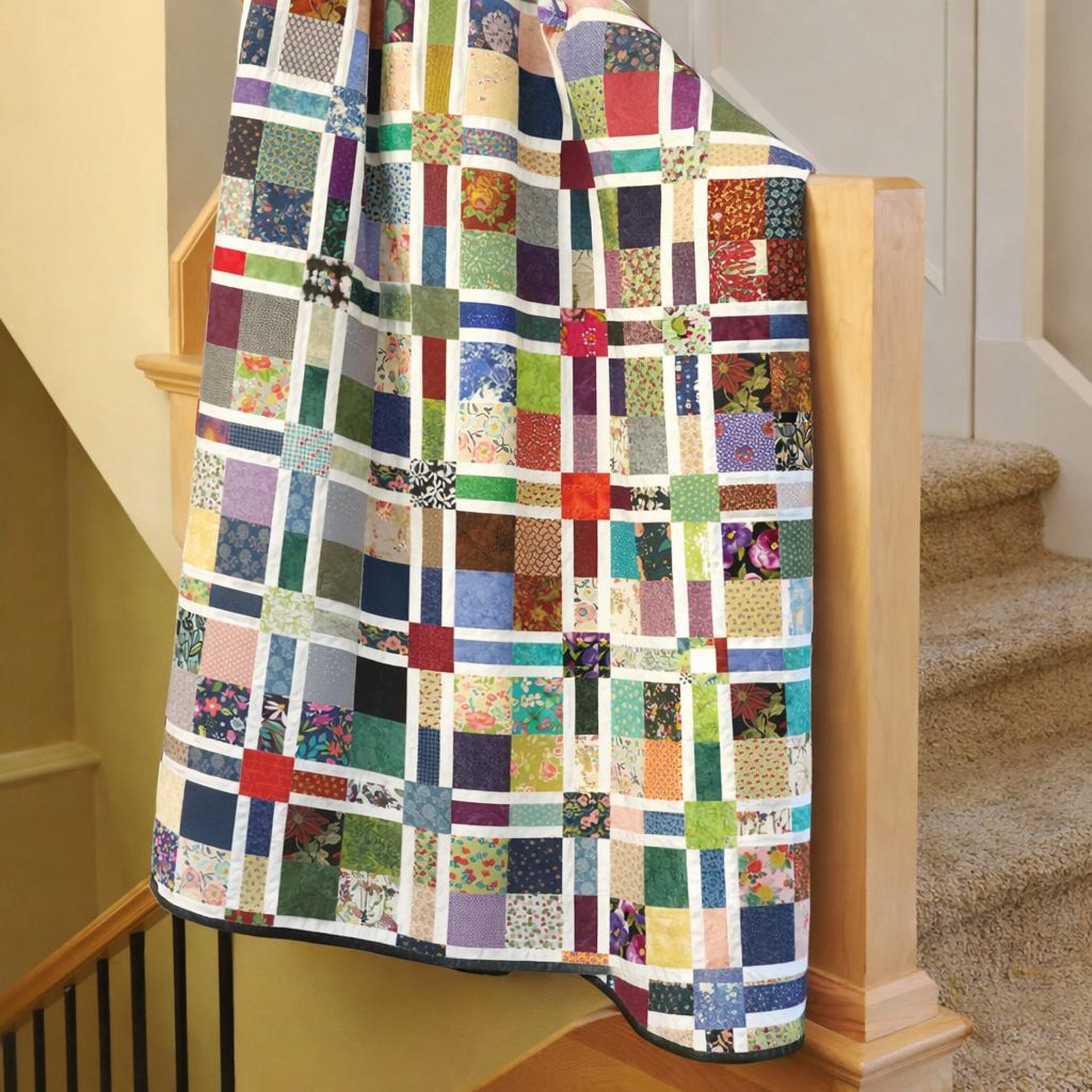 Scrappy Patchwork Quilt Pattern | Colorful Throw or Twin Size (PDF ...