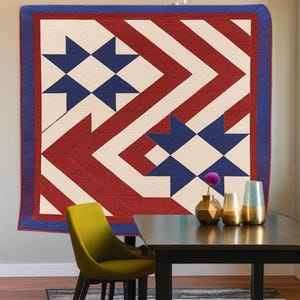 Patriotic Star Quilt Pattern | Red White Blue Americana (PDF Download, 76x100 Quilt Size ) image 4