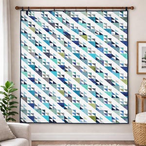 Sea Glass Quilt Pattern | Queen Size Coastal Patchwork (PDF Download)
