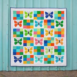 Butterfly Quilt Colorful Wings Throw Design (PDF Pattern)