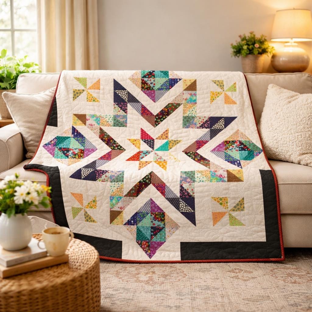 Superstar II Quilt Pattern | Modern Star Patchwork Throw (PDF Download ...