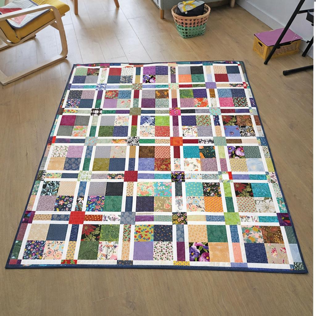 Scrappy Patchwork Quilt Pattern | Colorful Throw or Twin Size (PDF ...