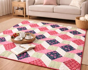Patrón de colcha con escalones de elevación / Diseño moderno de patchwork (patrón PDF)