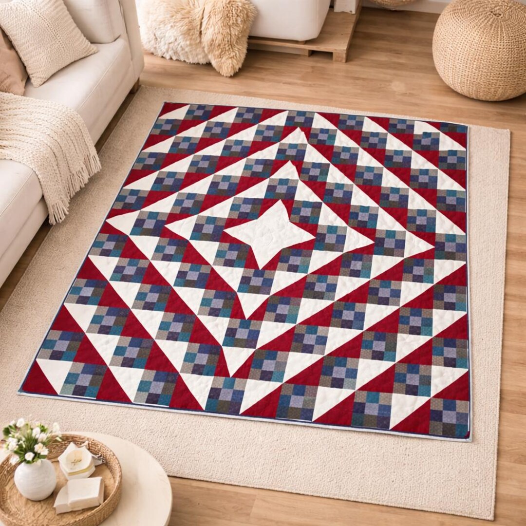 Radiant Compass Quilt Pattern | Geometric Star Throw (PDF Download) - Etsy