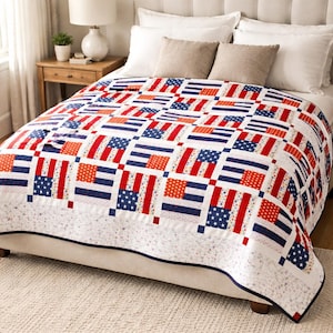 Patrón de colcha de patchwork con estrellas americanas (PDF) / Colcha grande