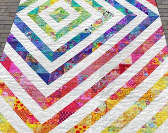 Prismatic Ripple Quilt Pattern | Baby Size (39x45) | Modern Patchwork (PDF Download)