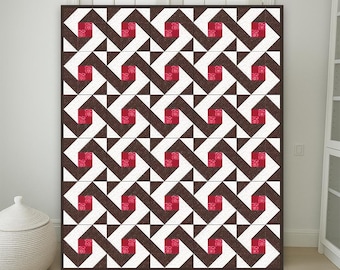 Quiltpatroon knus huisje pdf | Modern restantquiltpatroon | Quilt met plaid van 62 x 74 | Patchwork-quiltontwerp