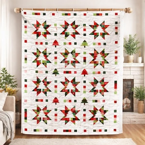 Holiday Starburst Quilt Pattern | Christmas Patchwork Bed Runner (PDF ...