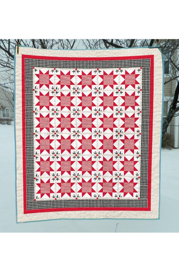 Scarlet Radiance Quilt Pattern PDF | Queen Size 90 x 103 | Elegant Patchwork Quilt | Bed Quilt Pattern | Instant Download