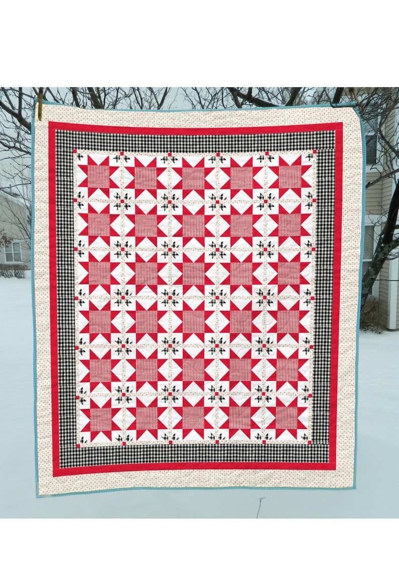Scarlet Radiance Quilt Pattern PDF | Queen Size 90 x 103 | Elegant Patchwork Quilt | Bed Quilt Pattern | Instant Download image 1