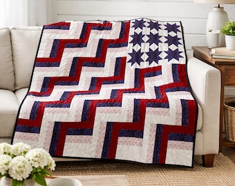 Patriotic Pathways Quilt Pattern | Americana Bed Quilt (84 x 96) (PDF Download)