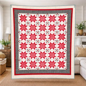 Scarlet Radiance Quilt Pattern PDF | Queen Size 90 x 103 | Elegant Patchwork Quilt | Bed Quilt Pattern | Instant Download image 6