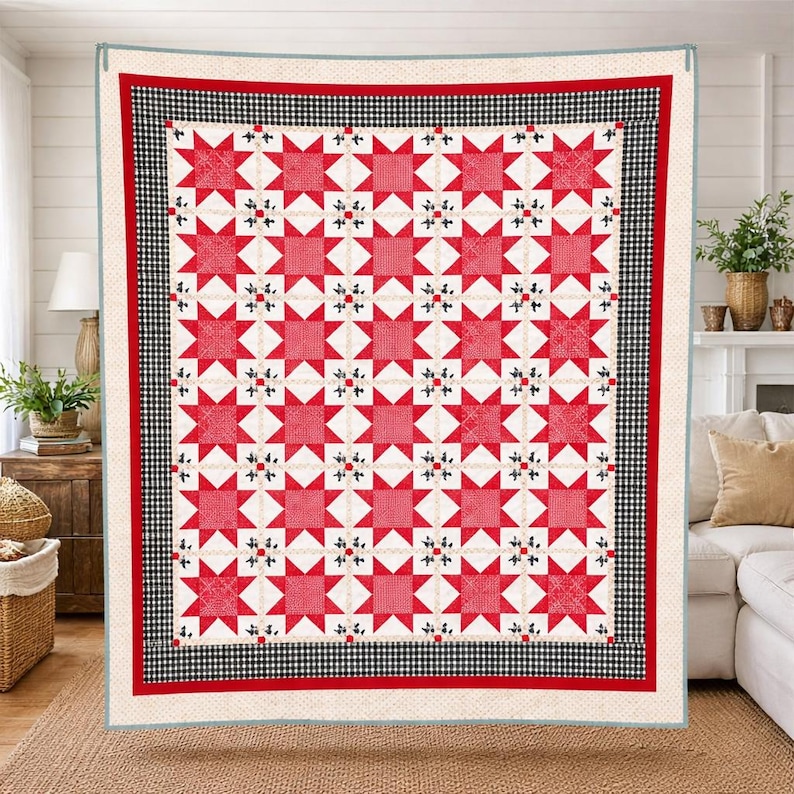 Scarlet Radiance Quilt Pattern PDF | Queen Size 90 x 103 | Elegant Patchwork Quilt | Bed Quilt Pattern | Instant Download image 6