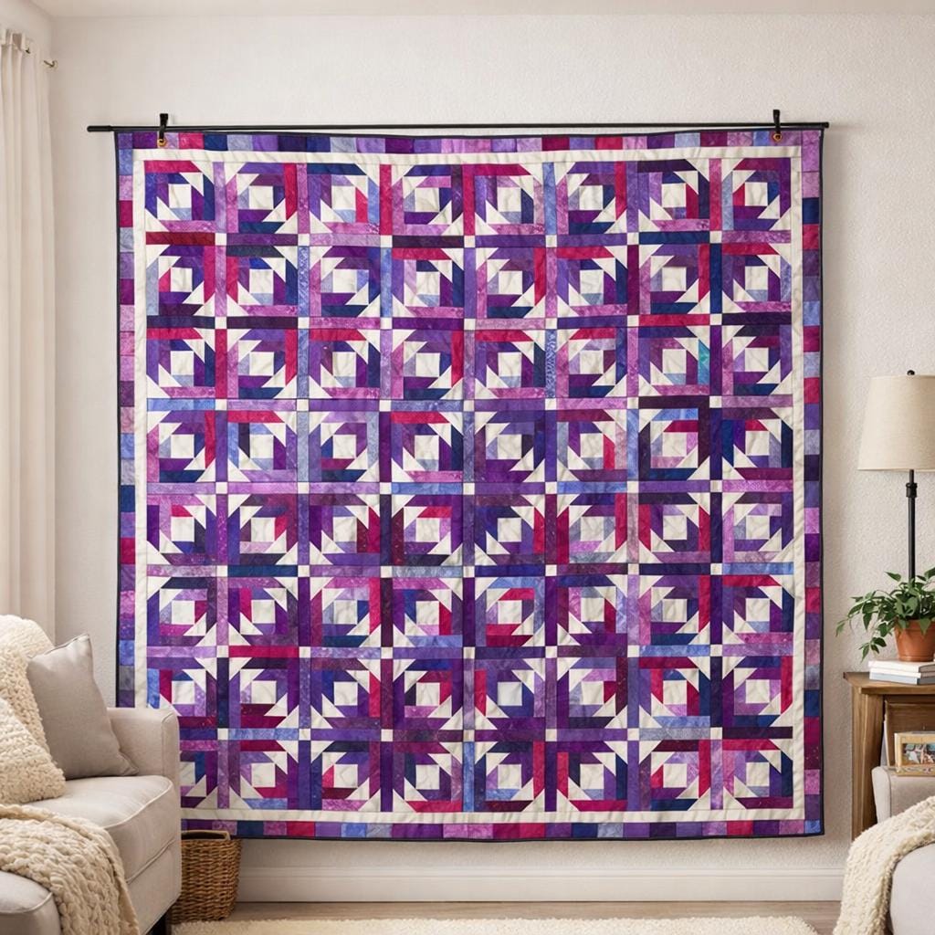 Purple Amethyst Quilt Pattern | Elegant King Size Patchwork Bed Quilt ...