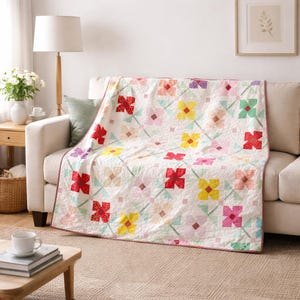 Patrón de colcha de flores para madres / Colcha de patchwork floral (Descarga en PDF)