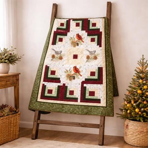 Patrón de colcha nido navideño / Patchwork navideño tamaño queen (Descarga PDF)