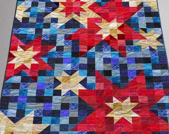 Galaxy Glow Quilt Pattern | Starry Night Patchwork, Modern Design (PDF Download)