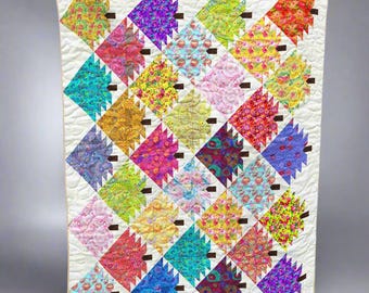 Kaleidoscope Garden Quilt Pattern | Floral Patchwork Throw (Digital PDF Download)