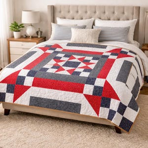 Patrón de edredón Prisma Patriótico / Edredón de Cama Americana (Descarga PDF 84x84)