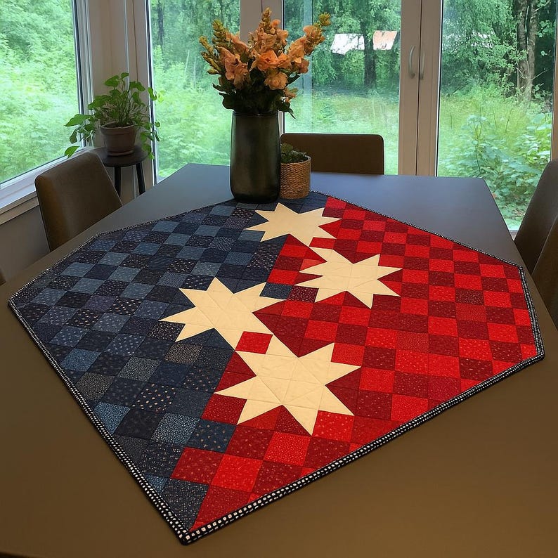 Americana Brilliance Quilt Pattern PDF | Patriotic Star Quilt Design | Lap, Twin, Queen, King | Scrappy Flag Style Digital Download image 4