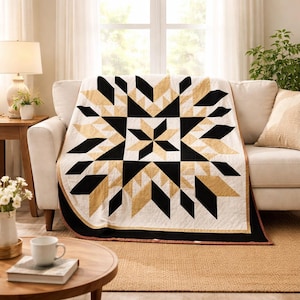 Modern Star Quilt Pattern | Geometric Patchwork, Full & King Size (Digital Download)