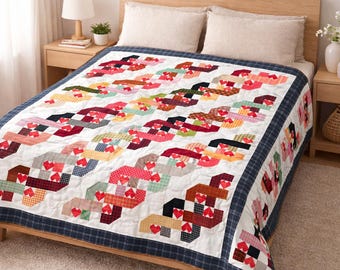 Plaid Pathways Quilt Pattern | King Size Woven Plaid Patchwork (PDF Download)