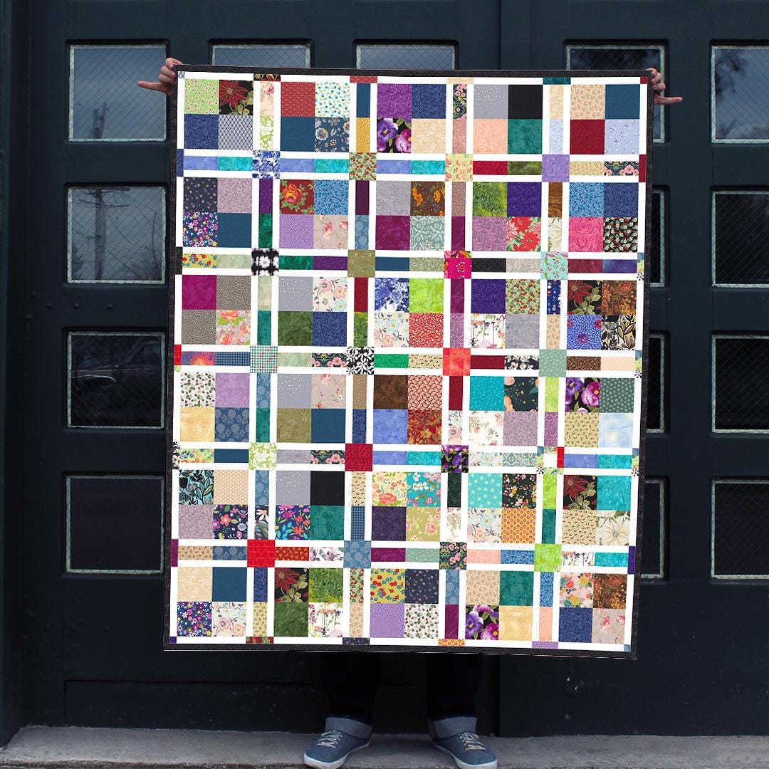 Scrappy Patchwork Quilt Pattern | Colorful Throw or Twin Size (PDF ...